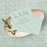 Budget Minimalist Script Mint Save The Date<br><div class="desc">A value for money BUDGET alternative on a smaller size 4.5 x 5.6” semi-gloss 110lbs weight, which is of similar thickness to a postcard (however is not suitable to use as a postcard.). PLEASE NOTE there is ONE invite per sheet Budget Minimalist Script Mint Save The Date. Simple elegance with...</div>