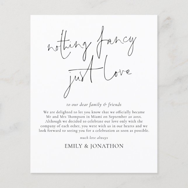 Budget Minimalist Script Nothing Fancy Elopement (Front)