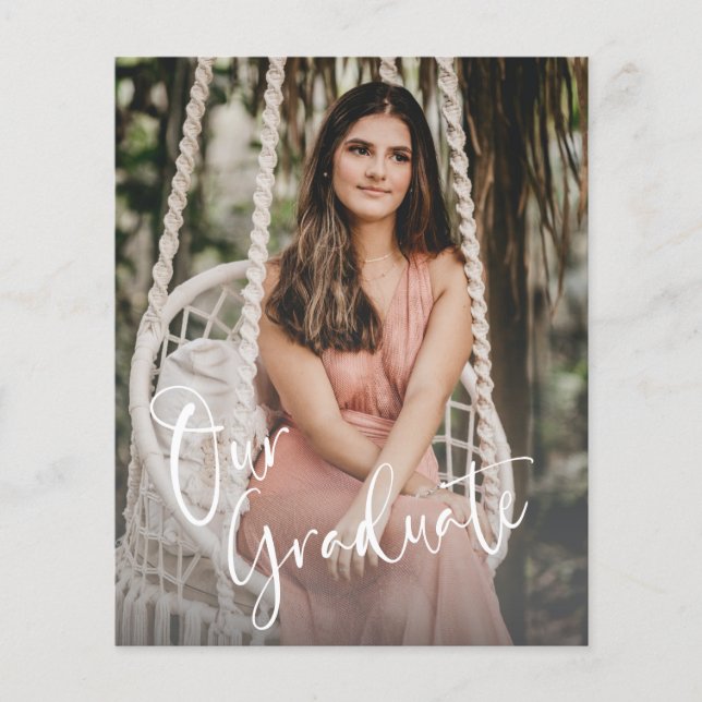 Budget Minimalist Script Overlay Graduation Photo (Front)