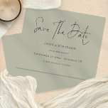 Budget Minimalist Script Pale Sage Save The Date<br><div class="desc">A value for money BUDGET alternative on a smaller size 4.5 x 5.6” semi-gloss 110lbs weight, which is of similar thickness to a postcard (however is not suitable to use as a postcard.). PLEASE NOTE there is ONE invite per sheet Budget Minimalist Script Pale Sage Green Save The Date. Simple...</div>