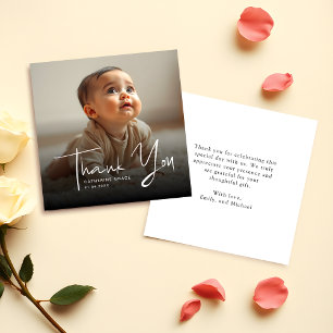 Budget Minimalist Script Photo Thank You Card