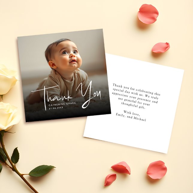 Budget Minimalist Script Photo Thank You Card (Creator Uploaded)