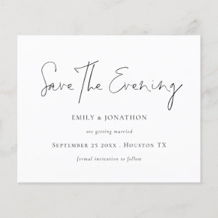 Budget Minimalist Script White Save The Evening