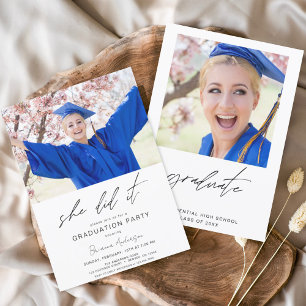 Budget Minimalist She Did It Graduation Party