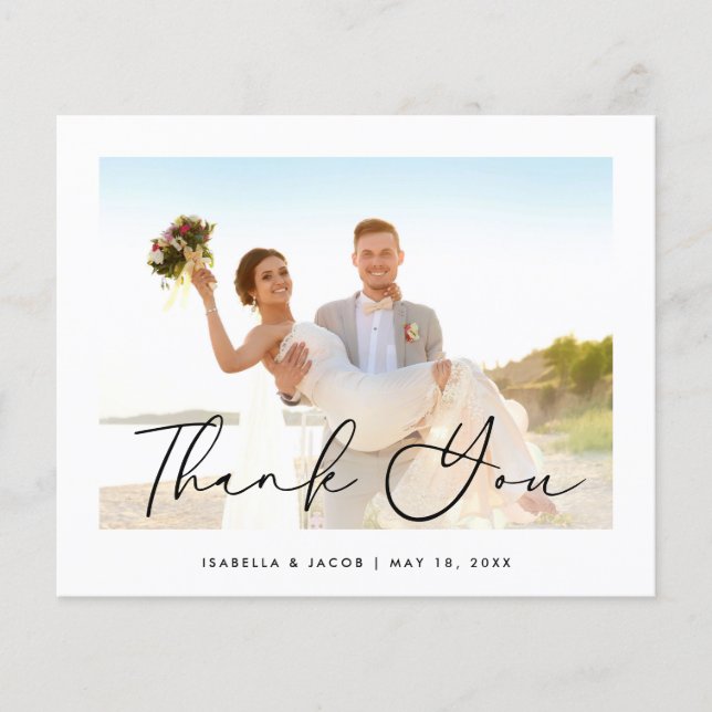 Budget Minimalist Simple Wedding Photo Thank You Flyer (Front)