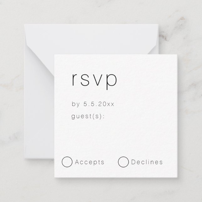  Budget Minimalist Simple Wedding RSVP Card (Front)