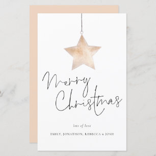 Budget Minimalist Star Script Merry Christmas Card