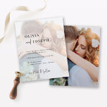 Budget Minimalist | Two Photo Wedding Invitation Flyer<br><div class="desc">NOTE: ENVELOPES NOT INCLUDED. These elegant photo wedding budget invitations are simple and minimalist yet very stylish due to the modern handwritten script and clean layout. Add two photos,  one on the front with a sheer overlay and one on the back.</div>