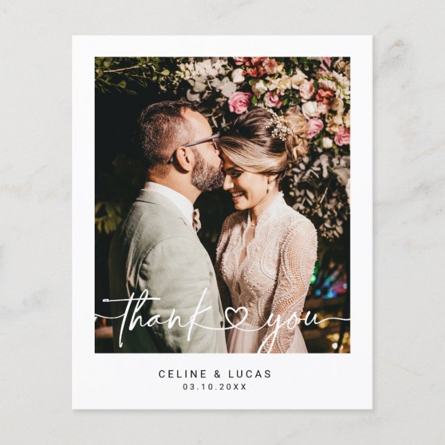 Budget Minimalist Wedding Photo Thank You Card (Front)