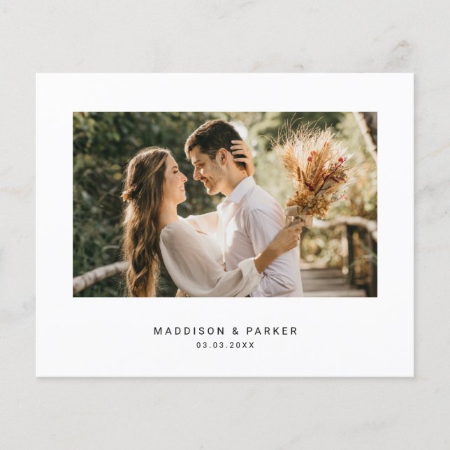 Budget Minimalist Wedding Photo Thank You Card (Front)
