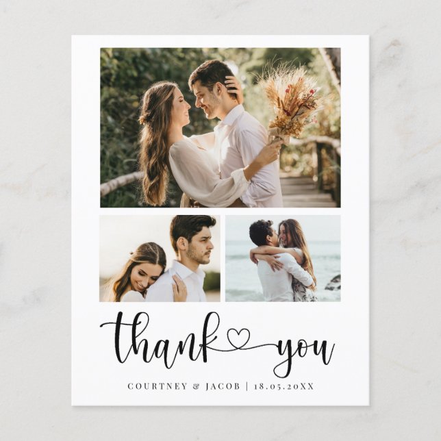 Budget Minimalist Wedding Photo Thank You Card (Front)