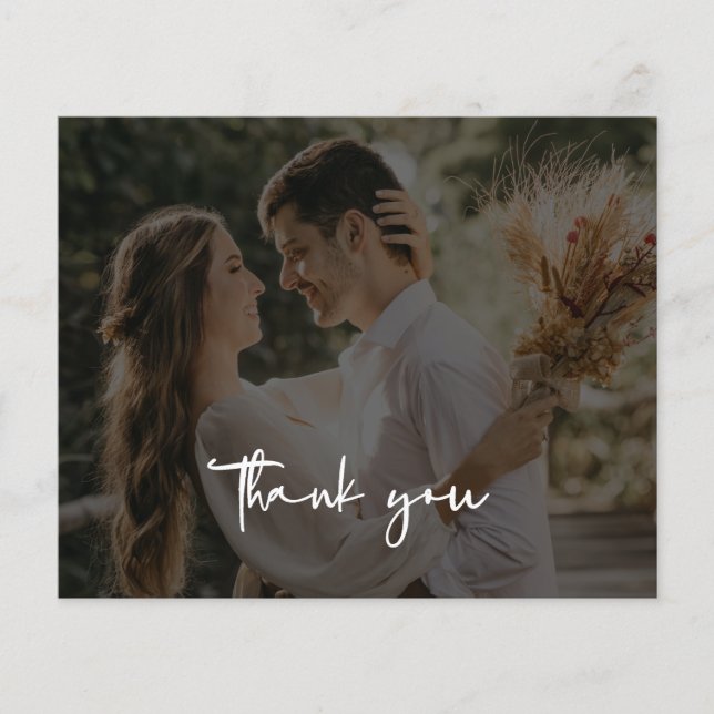 Budget Minimalist Wedding Photo Thank You Card (Front)