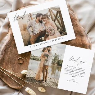 Budget Minimalist Wedding Photo Thank You Card