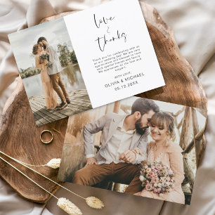 Budget Minimalist Wedding Photo Thank You Card