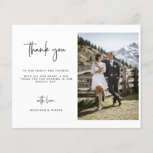 Budget Minimalist Wedding Photo Thank You Card
