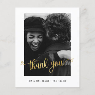 Budget Minimalist Wedding Photo Thank you Postcard Flyer