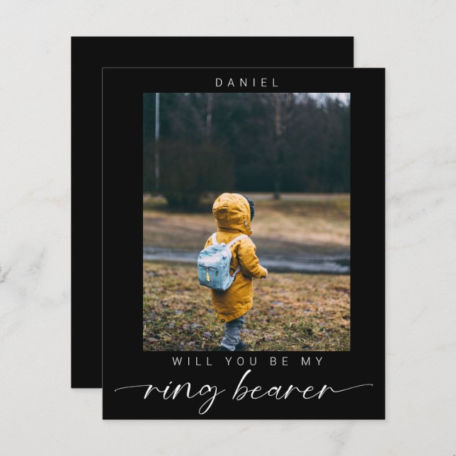 budget Minimalist Will you be my Ring Bearer Photo (Front/Back)