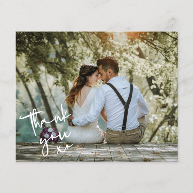 Budget Minimalist XO Photo Thank You Card (Front)