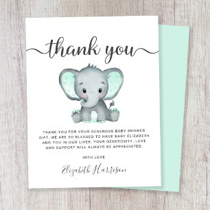 Budget Mint Elephant Baby Shower Thank You Card