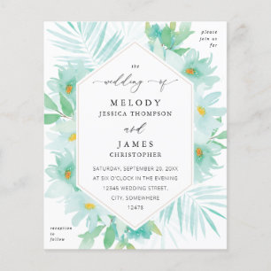 Budget Mint Green Floral Wedding Flyer