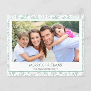 Budget Mint Green Leaf Pattern Merry Christmas Flyer