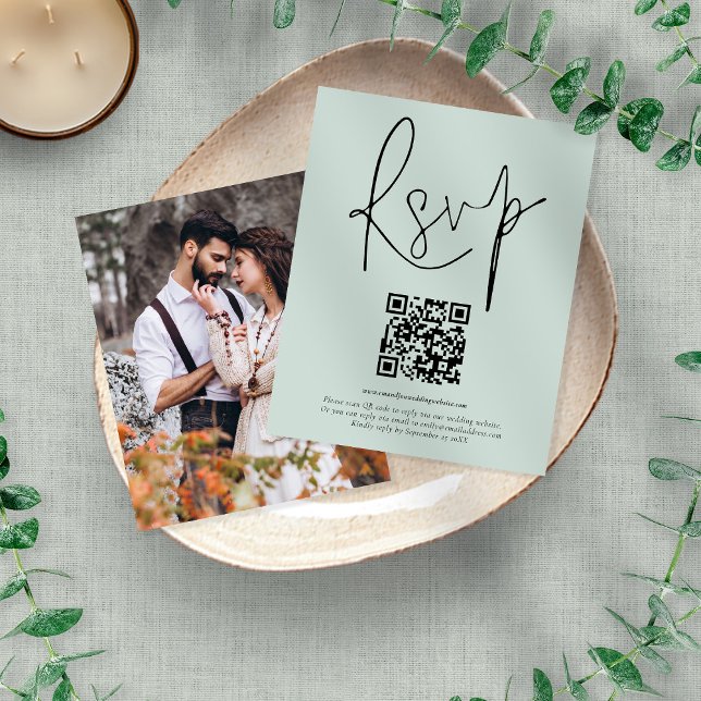 Budget Mint QR Code Script Photo Wedding RSVP (Creator Uploaded)