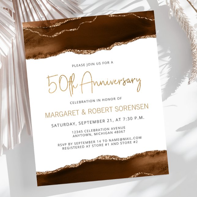 Budget Mocha Gold Agate 50th Anniversary Invite (Creator Uploaded)