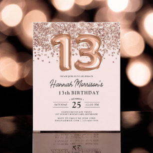 Budget Modern 13th Birthday Rose Gold Party  Flyer