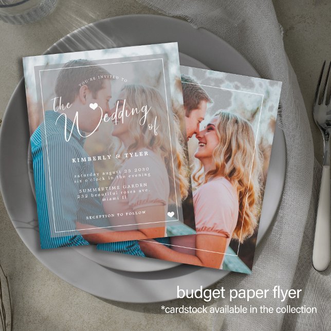 Budget modern 2 photos overlay wedding invitation  flyer (Creator Uploaded)