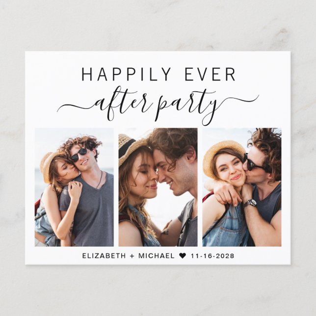 Budget Modern 3 Photo Wedding Reception Invitation Flyer (Front)