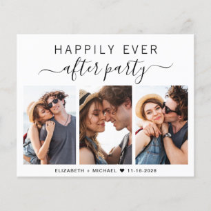 Budget Modern 3 Photo Wedding Reception Invitation Flyer