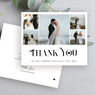 Budget modern 5 photo collage wedding thank you