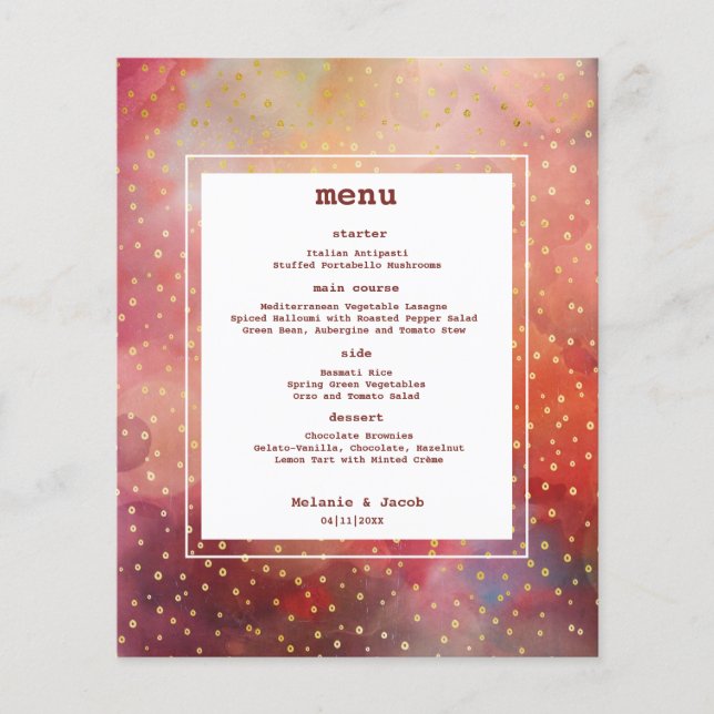 Budget Modern Abstract wedding Menu (Front)