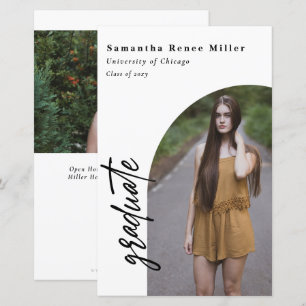 Budget Modern Arch 2 Photo Graduation Invitation
