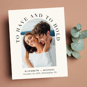 Budget Modern Arch Photo Cream Wedding Invitation