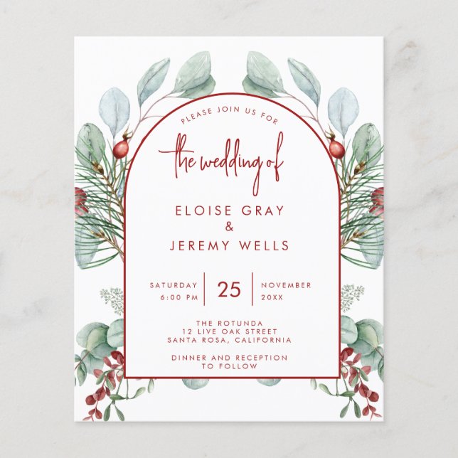BUDGET Modern Arch Wedding Invitation Flyer (Front)
