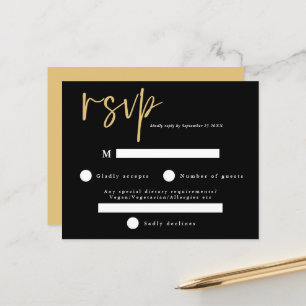 Budget Modern Black and Gold Wedding RSVP