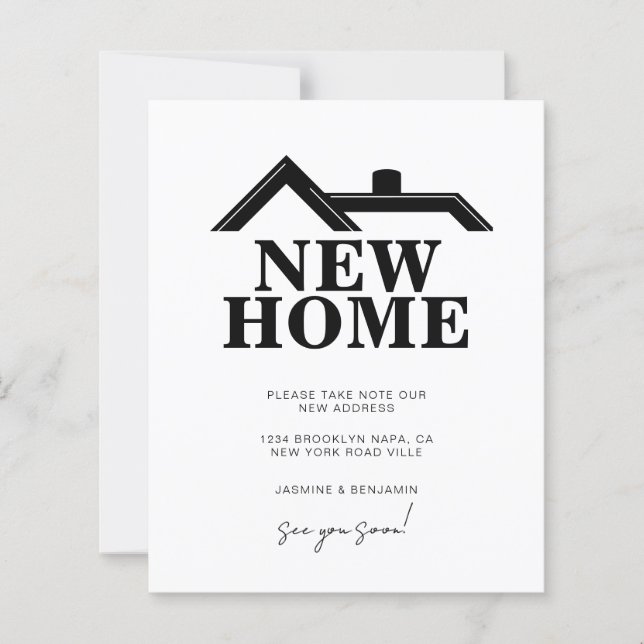 BUDGET Modern Black and White We’ve Moved New Home (Front)