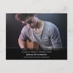 Budget Modern Black Photo Graduation Announcement Postcard