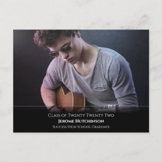 Budget Modern Black Photo Graduation Announcement Postcard
