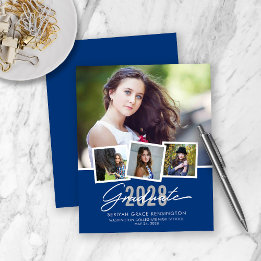 BUDGET Modern Blue Graduation Photo Collage