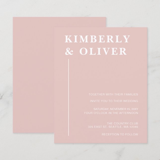 Budget Modern Blush Wedding Invitations (Front/Back)