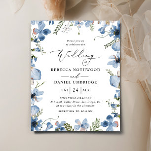 Budget Modern Boho Blue Wedding Invitation