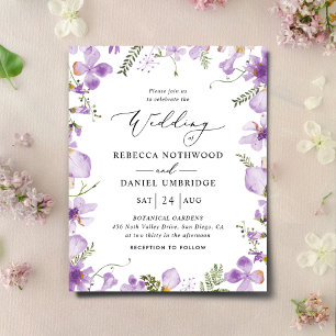 Budget Modern Boho Lavender Wedding Invitation