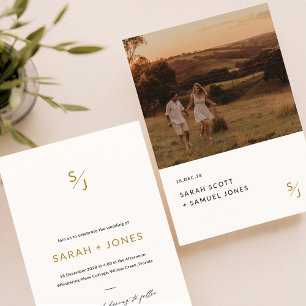 Budget Modern Boho Simple Photo Wedding Invitation