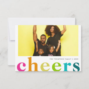 BUDGET Modern Bright Polka Cheers New Year Photo Card