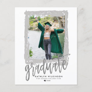 BUDGET Modern Brush Silver 2 Photo Grad Invitation Flyer
