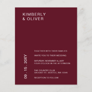 Budget Modern Burgundy Wedding Invitations