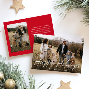 Budget Modern Calligraphy Merry Christmas 2 Photo Holiday Card