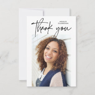 Budget Modern Calligraphy Two Photo Graduation Thank You Card
